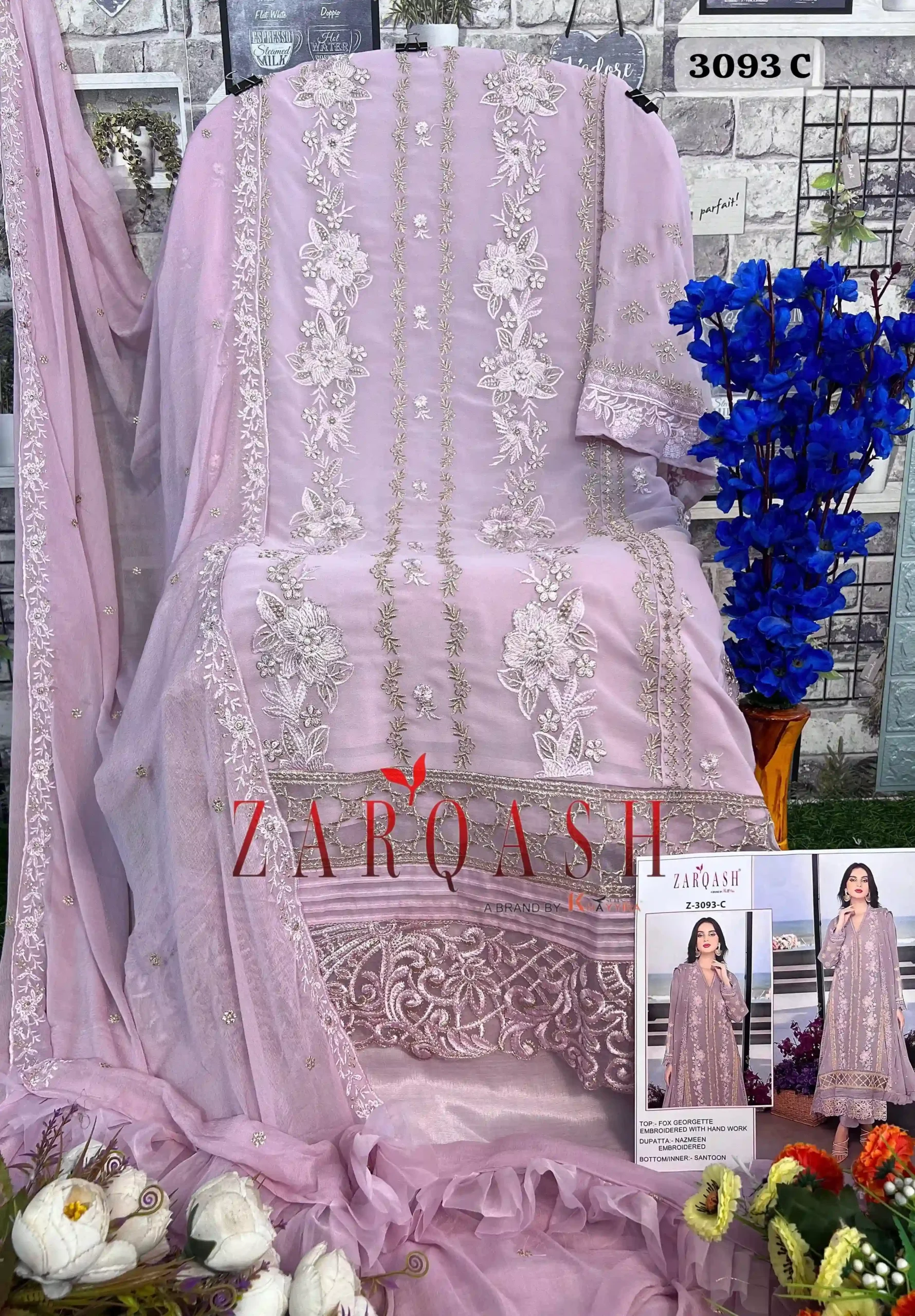 Zarqash Z 3093 Georgette Wholesale Pakistani Salwar Suit Catalog — Wholesale Pakistani Suits, MPA wholesale from Surat - Gallery Image 9